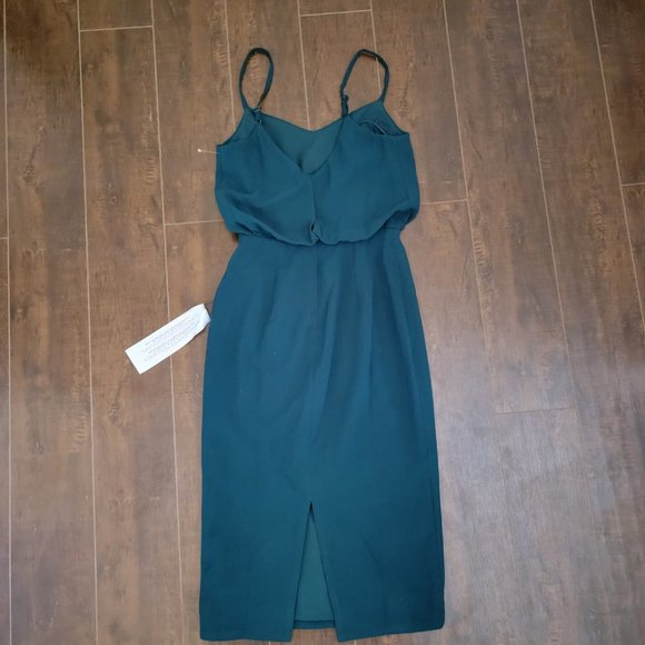 Dress The Population Alondra Dress Pencil Blouson Pine Women's XS MSRP $149 - Picture 3 of 9